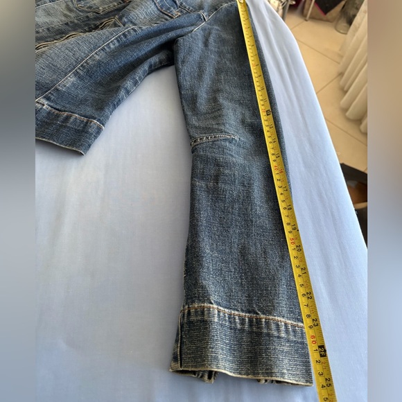 GUESS Vintage Small Jean jacket zipper front sleeve Blue 90s retro denim coat - Picture 11 of 13